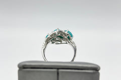 Colleen Lopez Sterling Silver Turquoise and White Zircon Ring, Size 5
