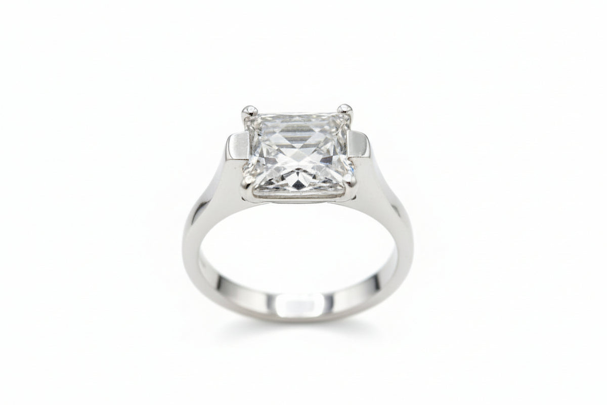 Absolute Sterling Silver Heirloom Collection French-Cut Solitaire Ring, Size 8