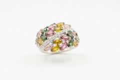 Colleen Lopez Sterling Silver Marquise-Cut Tourmaline & Diamond Ring, Size 6
