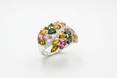 Colleen Lopez Sterling Silver Marquise-Cut Tourmaline & Diamond Ring, Size 6