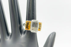 Colleen Lopez Sterling Silver Diamond & Citrine Shaker Ring, Size 5