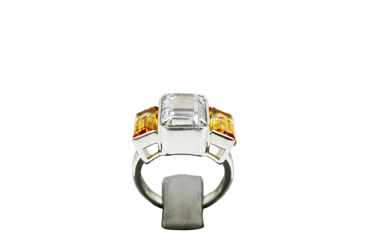 Colleen Lopez Sterling Silver Diamond & Citrine Shaker Ring, Size 5