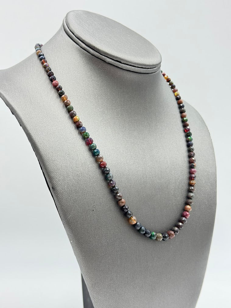 Jay King Ethiopian Midnight Black Opal Graduated Bead Necklace 925 Silver