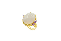 Colleen Lopez Sterling Silver Goldclad Moonstone, Chrome Diopside & Amethyst Ring, Size 7