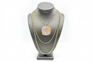 Connie Craig Carroll Jenna Gemstone Convertible Necklace Ocean Agate Goldtone