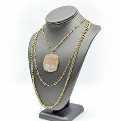 Connie Craig Carroll Jenna Gemstone Convertible Necklace Ocean Agate Goldtone