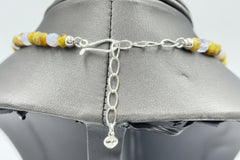 Jay King Green Opal Blue Agate Bezel Pendant Necklace 18" Sterling Silver