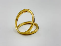 Rarities Champagne Diamond Split Shank Ring Size 7 Sterling Silver Gold Plated