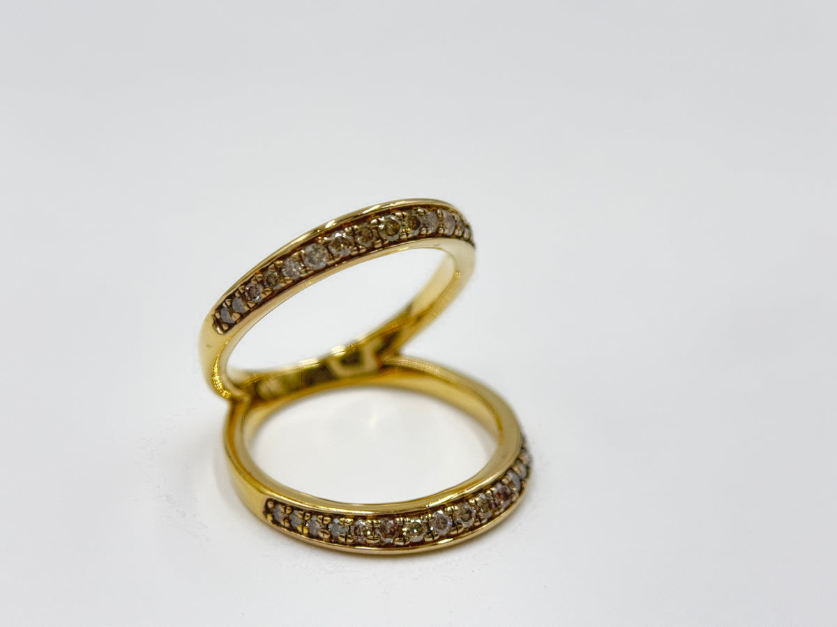 Rarities Champagne Diamond Split Shank Ring Size 7 Sterling Silver Gold Plated