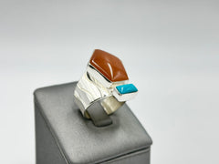 Jay King 925 Sterling Silver Sunstone Turquoise Geometric Ring Size 8