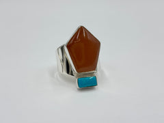 Jay King 925 Sterling Silver Sunstone Turquoise Geometric Ring Size 8