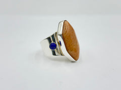 Jay King 925 Sterling Silver Peachstone Lapis Geometric Ring Size 8