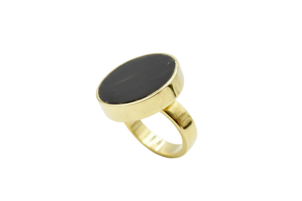 Soko Disc Gold Tone Ring, Size 5