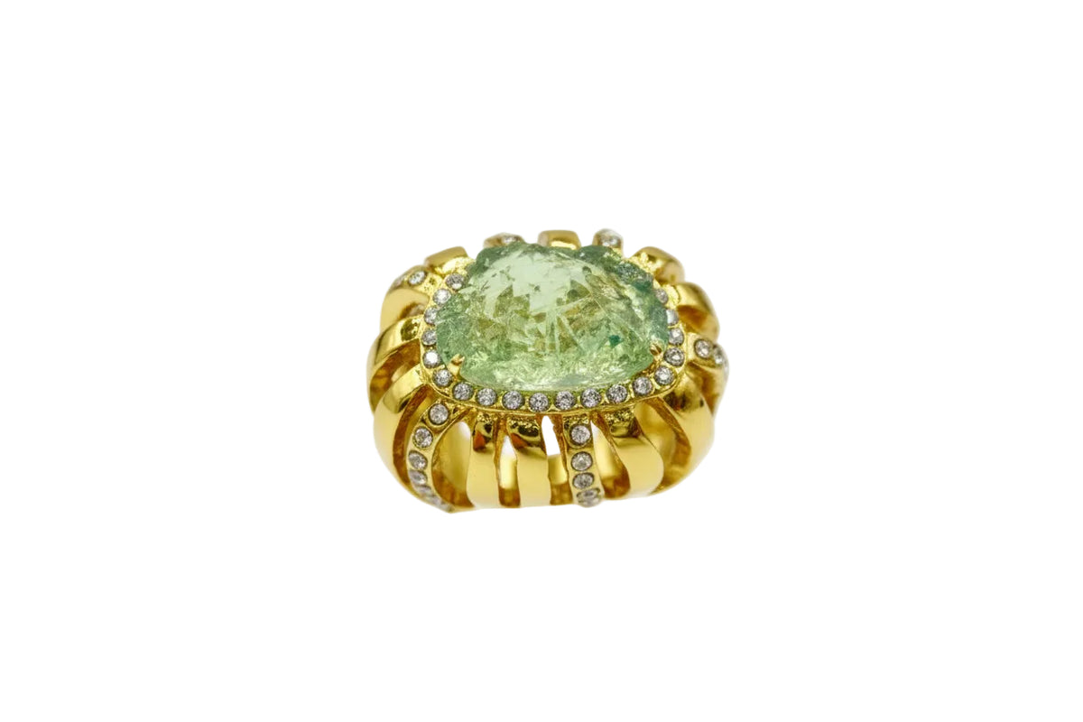 Kara Ross Goldtone Simulated Drusy & Crystal Ring Size 6