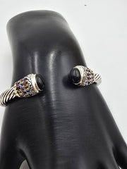 Bali RoManse Sterling Silver & 18k Accents Multi-gemstone Cuff Bracelet, 7-1/4"