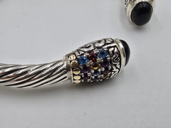 Bali RoManse Sterling Silver & 18k Accents Multi-gemstone Cuff Bracelet, 7-1/4"