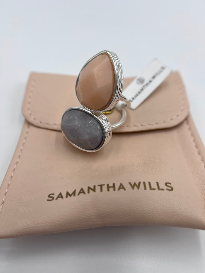 Samantha Wills Silvertone “Here Comes the Sun” Bold Gibbsite & Quartzite Ring – Size 5