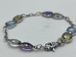 Artisan Crafted Sterling Silver Multi-Gemstone Bracelet – Small (6-3/4")