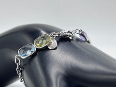 Artisan Crafted Sterling Silver Multi-Gemstone Bracelet – Small (6-3/4")