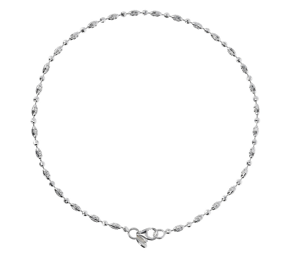 UltraFine Silver 11" Diamond-Cut Bead Anklet