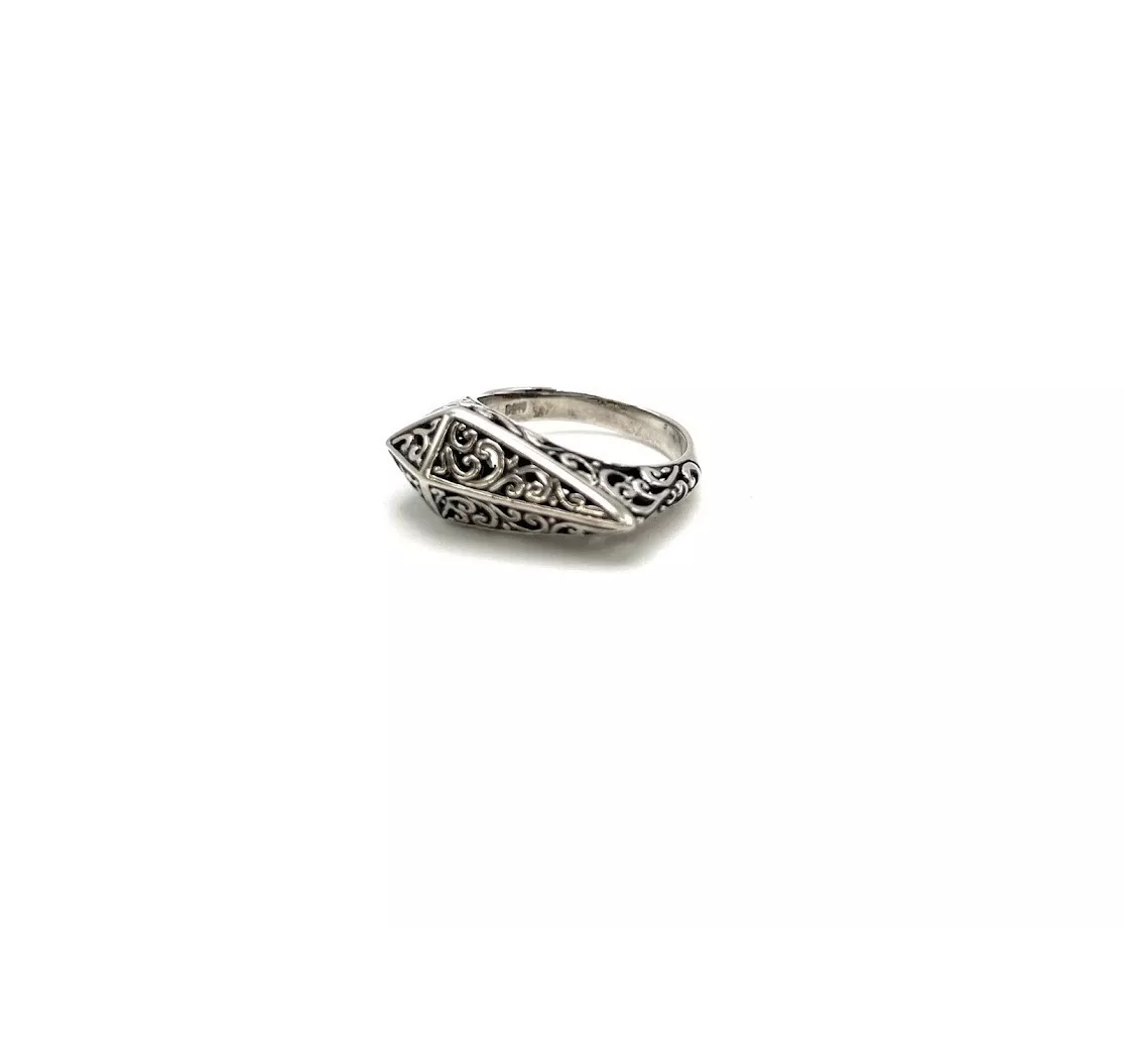 Bali Design Sterling Silver Marquise-shape Ring. Size 8
