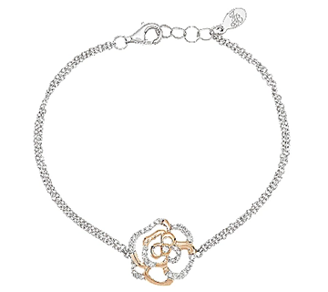 Jean Butler Sterling Silver & Gold Plated Irish Rose Bracelet 7-1/4"L