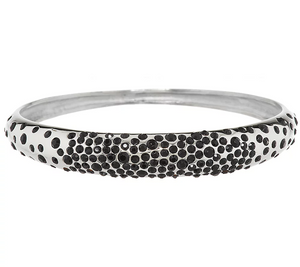 Stainless Steel Scattered Black Crystal Bangle Small