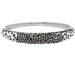 Stainless Steel Scattered Black Crystal Bangle Small
