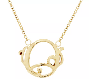 Stainless Steel Gold Tone Scroll Design Initial "O" Necklace