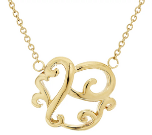 Stainless Steel Gold Tone Scroll Design Initial P Necklace