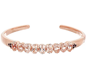 Morganite & Pink Tourmaline Sterling Hinged Cuff Small