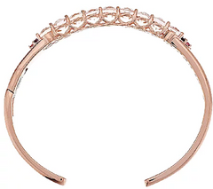 Morganite & Pink Tourmaline Sterling Hinged Cuff Small
