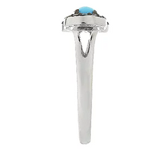 Graziela Gems Sleeping Beauty Turquoise & Zircon Sterling Wave Ring Size 5