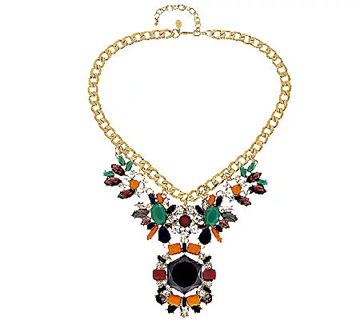 Joan Rivers Jeweled Gold Tone Statement Necklace on 18" Curb Chain