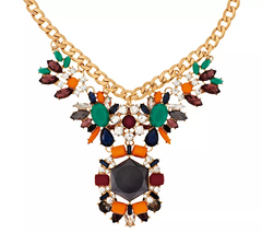 Joan Rivers Jeweled Gold Tone Statement Necklace on 18" Curb Chain
