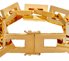 Bronzo Italia Yellow Bronze Polished Rectangle Link Bracelet, 6-3/4"