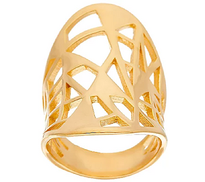 Bronze Concave Oval Geometric Cut-Out Ring by Bronzo Italia, Size 5