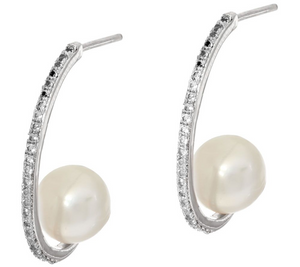 Honora Cultured Pearl White Topaz Bronze Earrings