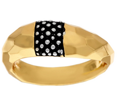 Michael Dawkins Sterling Two Tone Gold/Black Hammered & Texture Ring Size 5