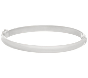 Silver Polished Bronze Oval Hinged Bangle by Bronzo Italia, Size 7-3/4"