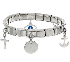 Stainless Steel Q Initial & Charm Stretch Avg Bracelet by Design Jewelry Collection