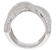 Italian Silver Sterling Wide Polished Crystal Band Ring Size 5