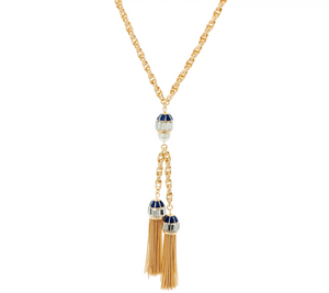 C. Wonder 28-1/4" Rope "Y" Necklace with Navy Double Tassel Station
