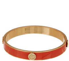 C. Wonder Set of 3 Floral Print & Solid Enamel Round Slip-on Cream/Red Bangles Large