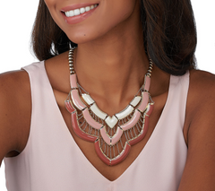 C. Wonder 16" Layered Cinnamon Enamel Bib Statement Necklace
