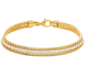 Diamonique Gold Clad Sterling Silver Tennis Bracelet 7-1/4"