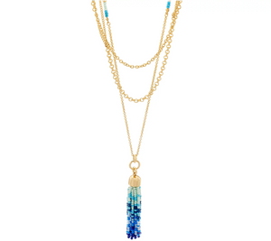C. Wonder 30 1/2" Multi-chain Necklace with Mykonos Blue Tassel Station