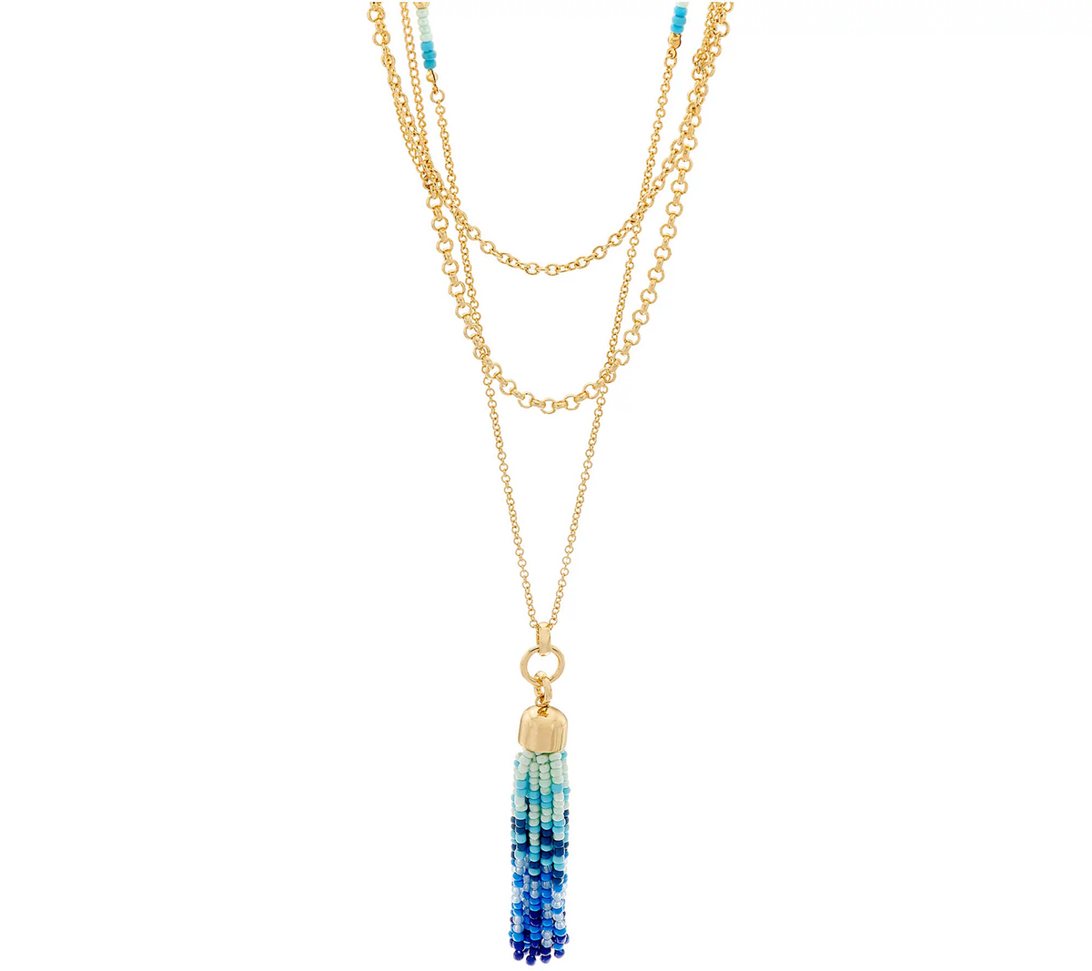 C. Wonder 30 1/2" Multi-chain Necklace with Mykonos Blue Tassel Station