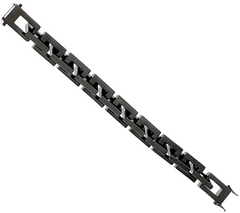 Bronze Black Polished Rectangle Link Bracelet by Bronzo Italia 8" Fit