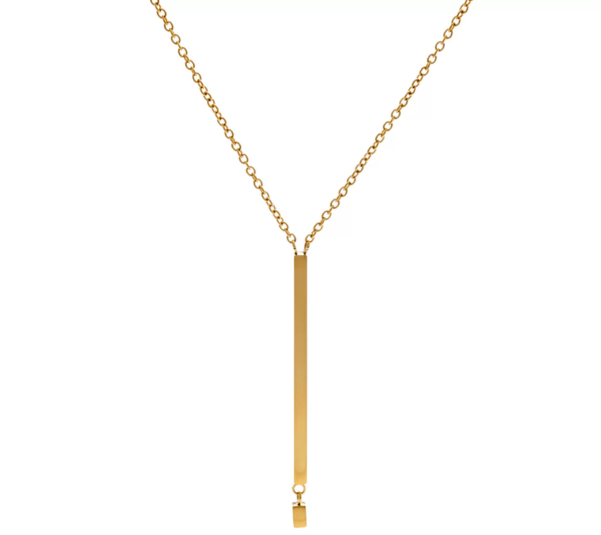 Stainless Steel Vertical Bar Necklace Gold Tone 18" Chain